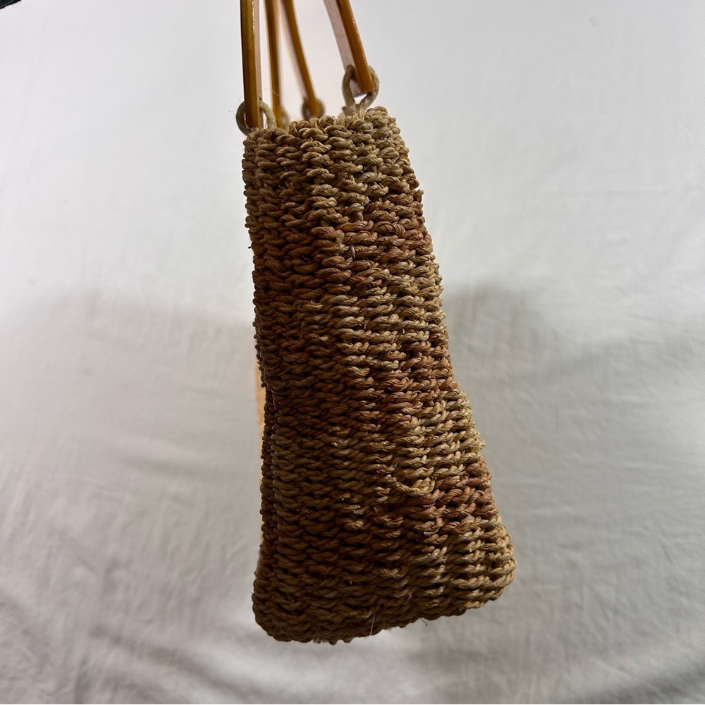 Faded Glory Rattan Tan and Brown Woven Clutch - Picture 3 of 6